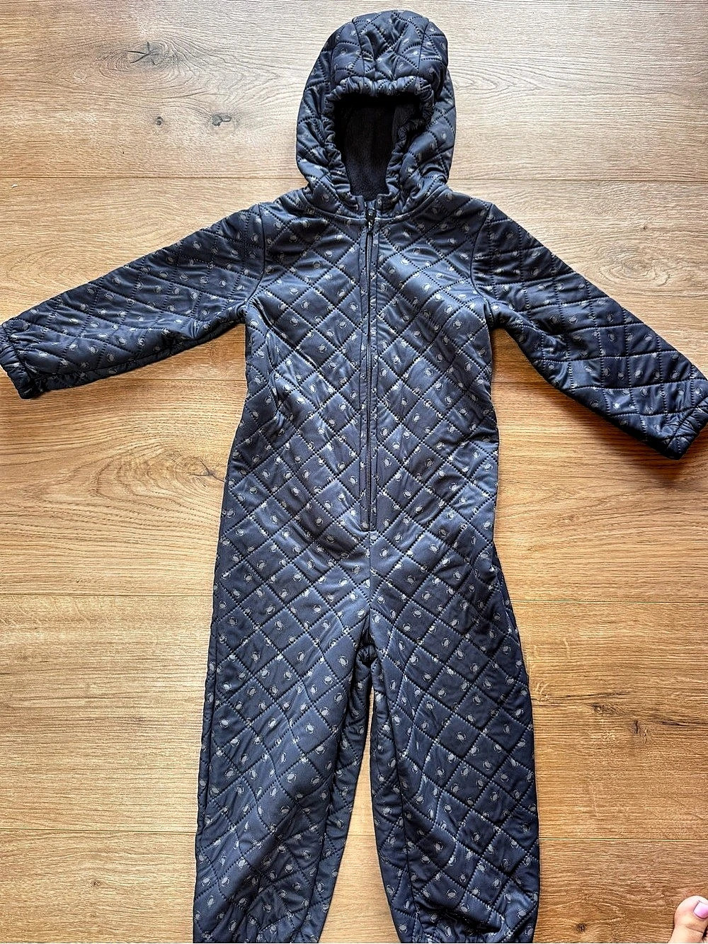 WHEAT Quilted Tech Suit Nicholas Quilted Hooded Footie in Blue